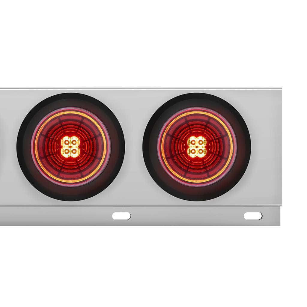 3-3/4" Bolt Pattern Chrome Spring Loaded Bar With 6X 4" 13 Red LED Abyss Lights Grommet
