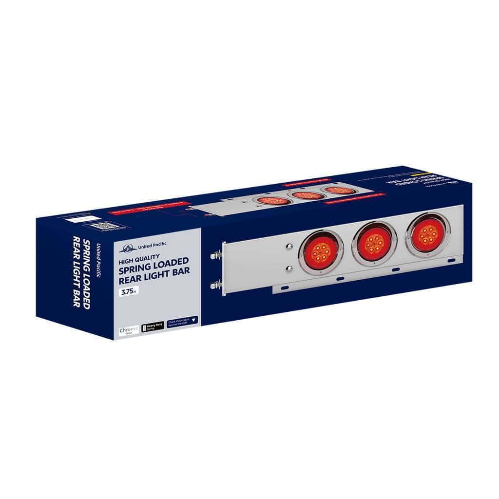 3-3/4&Quot; Bolt Pattern Chrome Spring Loaded Bar With 6X 4&Quot; 13 Red Led Abyss Lights Grommet 6 3-3/4" Bolt Pattern Chrome Spring Loaded Bar With 6X 4" 13 Red LED Abyss Lights Grommet