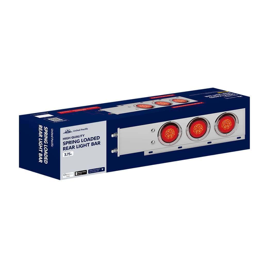 3-3/4&Quot; Bolt Pattern Chrome Spring Loaded Bar With 6X 4&Quot; 16 Red Led Turbine Lights - Red Lens (Pair) 4 3-3/4" Bolt Pattern Chrome Spring Loaded Bar With 6X 4" 16 Red LED Turbine Lights - Red Lens (Pair)