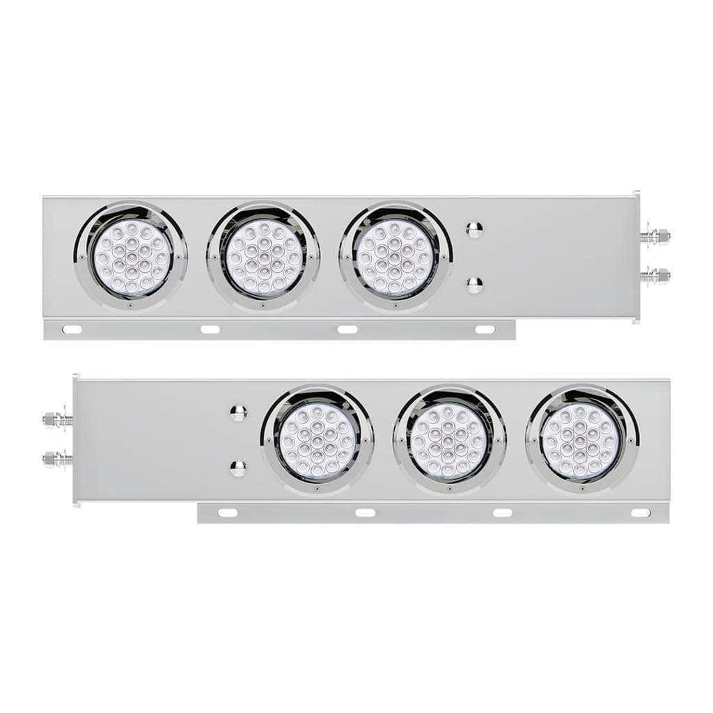 2&Quot; Bolt Pattern Ss Spring Loaded Light Bar With 6X Double Fury 19 Led Lights &Amp; Visors-Red &Amp; Blue Led (Pair) 4 2" Bolt Pattern SS Spring Loaded Light Bar With 6X Double Fury 19 LED Lights & Visors-Red & Blue LED (Pair)