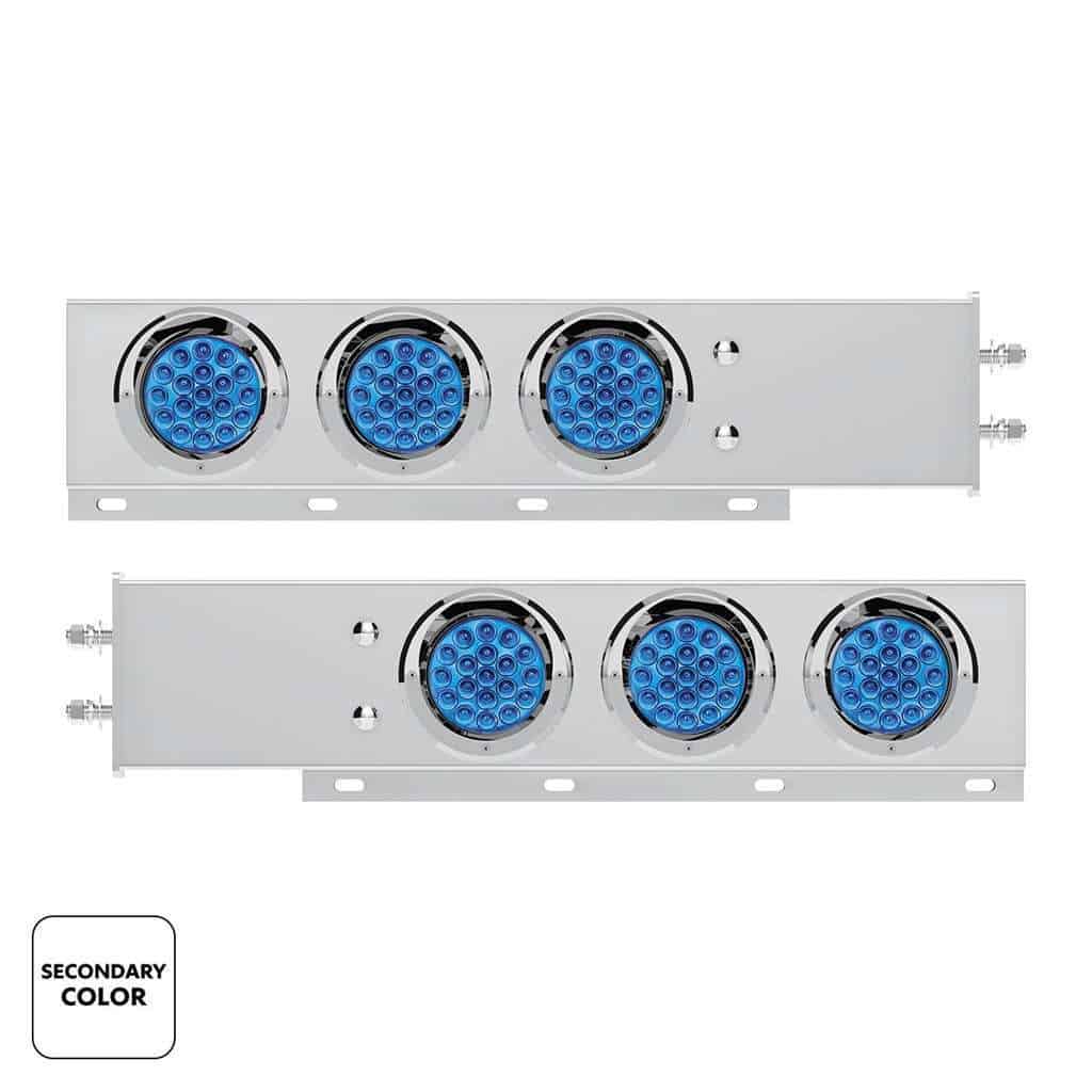 2-1/2&Quot; Bolt Pattern Ss Spring Loaded Light Bar With 6X Double Fury 19 Led Lights &Amp; Visors-Red &Amp; Blue(Pair) 3 2-1/2" Bolt Pattern SS Spring Loaded Light Bar With 6X Double Fury 19 LED Lights & Visors-Red & Blue(Pair)