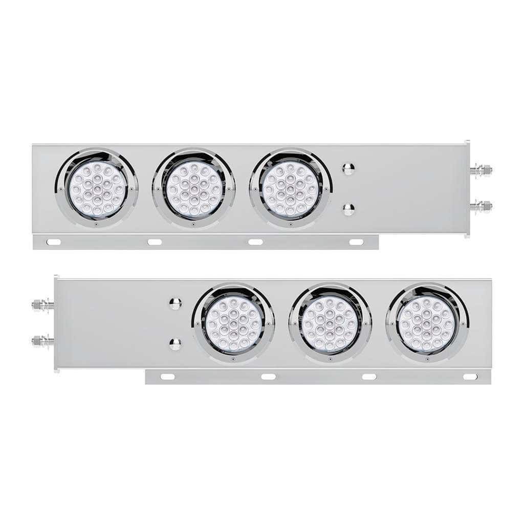 2-1/2&Quot; Bolt Pattern Ss Spring Loaded Light Bar With 6X Double Fury 19 Led Lights &Amp; Visors-Red &Amp; Blue(Pair) 4 2-1/2" Bolt Pattern SS Spring Loaded Light Bar With 6X Double Fury 19 LED Lights & Visors-Red & Blue(Pair)