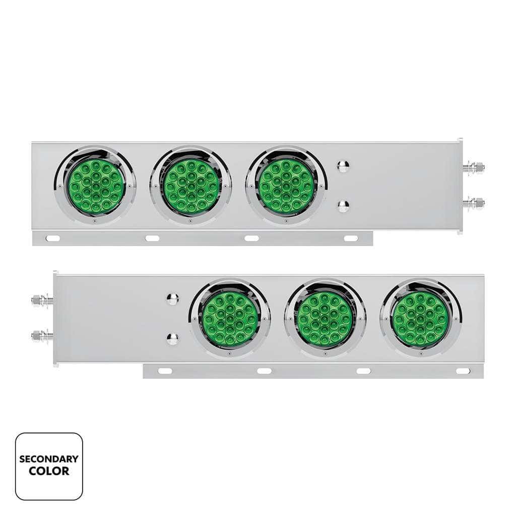 2-1/2&Quot; Bolt Pattern Ss Spring Loaded Light Bar With 6X Double Fury 19 Led Lights &Amp; Visors-Red &Amp; Green(Pair) 3 2-1/2" Bolt Pattern SS Spring Loaded Light Bar With 6X Double Fury 19 LED Lights & Visors-Red & Green(Pair)