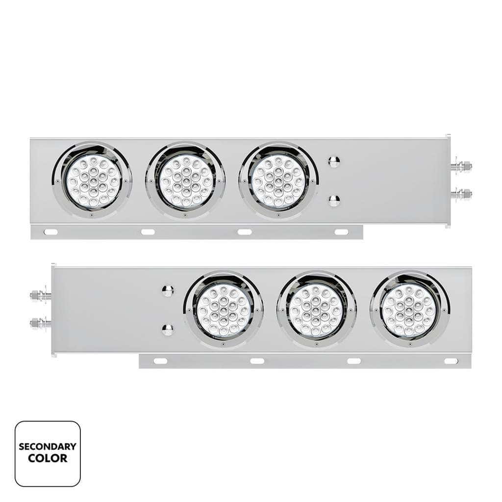 2-1/2&Quot; Bolt Pattern Ss Spring Loaded Light Bar With 6X Double Fury 19 Led Lights &Amp; Visors-Red &Amp; White(Pair) 3 2-1/2" Bolt Pattern SS Spring Loaded Light Bar With 6X Double Fury 19 LED Lights & Visors-Red & White(Pair)