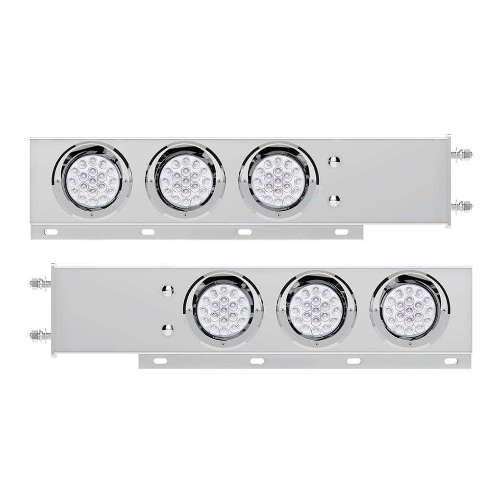 3-3/4&Quot; Bolt Pattern Ss Spring Loaded Light Bar With 6X Double Fury 19 Led Lights &Amp; Visors-Red &Amp; Blue(Pair) 4 3-3/4" Bolt Pattern SS Spring Loaded Light Bar With 6X Double Fury 19 LED Lights & Visors-Red & Blue(Pair)