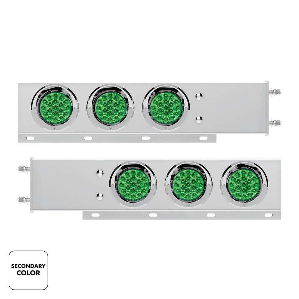 3-3/4&Quot; Bolt Pattern Ss Spring Loaded Light Bar With 6X Double Fury 19 Led Lights &Amp; Visors-Red &Amp; Green(Pair) 3 3-3/4" Bolt Pattern SS Spring Loaded Light Bar With 6X Double Fury 19 LED Lights & Visors-Red & Green(Pair)