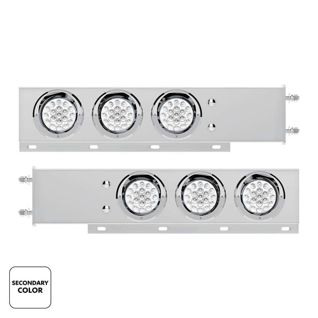 3-3/4&Quot; Bolt Pattern Ss Spring Loaded Light Bar With 6X Double Fury 19 Led Lights &Amp; Visors-Red &Amp; White(Pair) 3 3-3/4" Bolt Pattern SS Spring Loaded Light Bar With 6X Double Fury 19 LED Lights & Visors-Red & White(Pair)