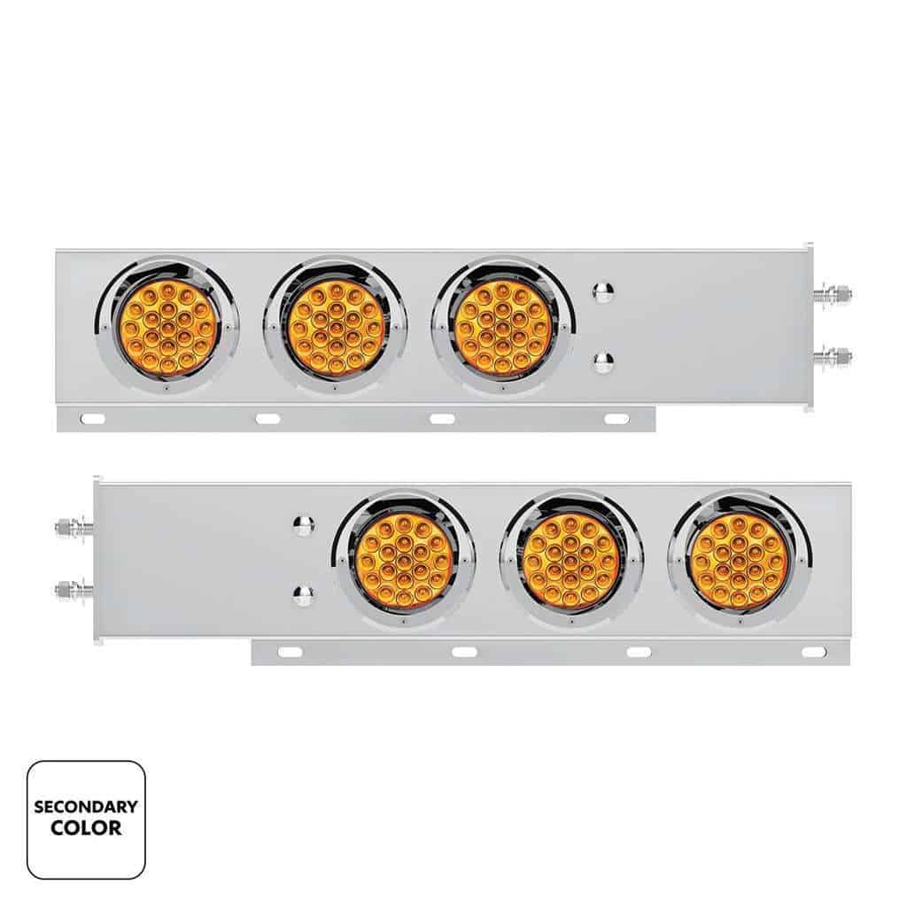 2-1/2&Quot; Bolt Pattern Ss Spring Loaded Light Bar With 6X Double Fury 19 Led Lights &Amp; Visors-Red &Amp; Amber(Pair) 3 2-1/2" Bolt Pattern SS Spring Loaded Light Bar With 6X Double Fury 19 LED Lights & Visors-Red & Amber(Pair)