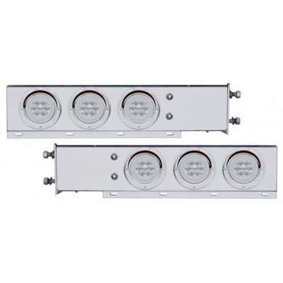 3-3/4" Bolt Pattern Deluxe SS Spring Loaded Bar W/6X 21 Red LED 4" GloLight & Visors