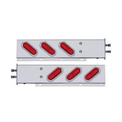 2-1/2&Quot; Bolt Pattern Ss Spring Loaded Bar With 6X 22 Red Led 6&Quot; Oval Glolight &Amp; Visor 6 2-1/2" Bolt Pattern SS Spring Loaded Bar With 6X 22 Red LED 6" Oval GloLight & Visor
