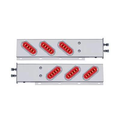 2-1/2" Bolt Pattern SS Spring Loaded Bar With 6X 22 Red LED 6" Oval GloLight & Visor