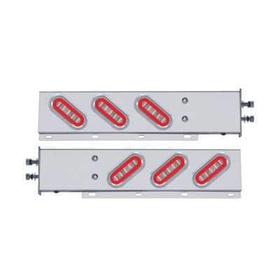 2-1/2" Bolt Pattern SS Spring Loaded Bar With 6X 22 Red LED 6" Oval GloLight & Visor
