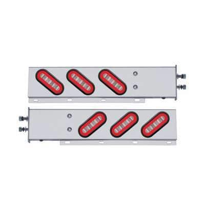 2-1/2" Bolt Pattern SS Spring Loaded Bar With 6X 22 Red LED 6" Oval GloLight & Grommet