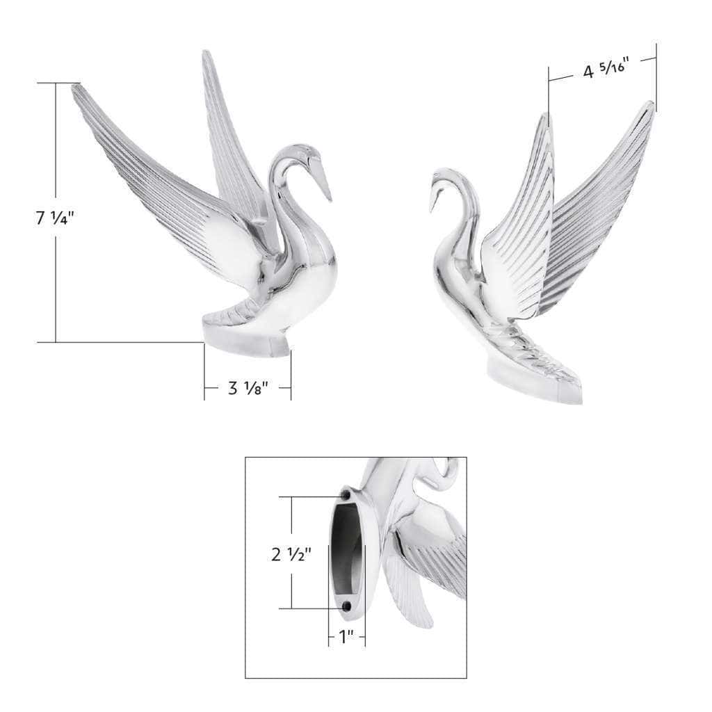 Die-Cast Swan Hood Ornament - Chrome 8 Die-Cast Swan Hood Ornament - Chrome