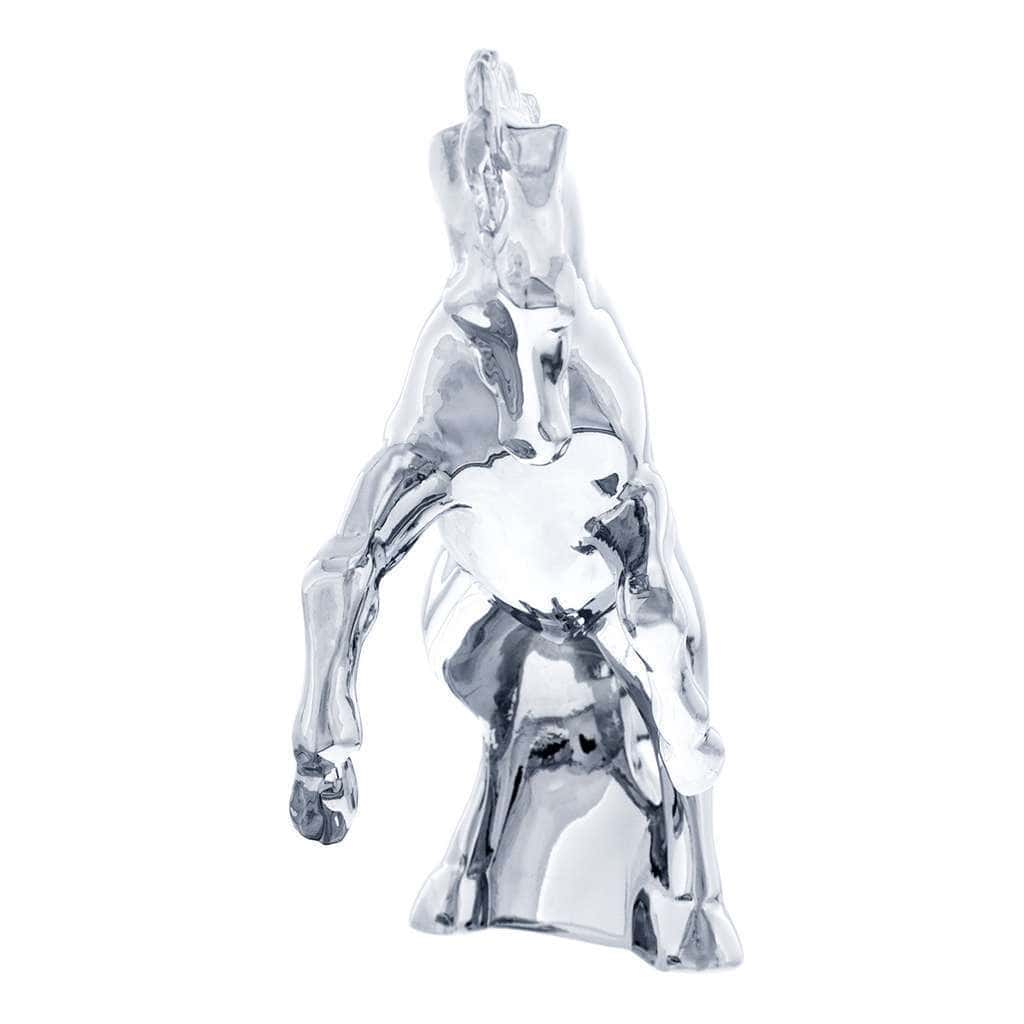 Die-Cast Fighting Stallion Hood Ornament - Chrome
