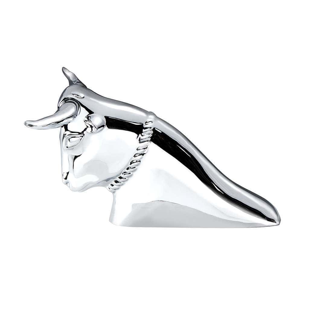 Die-Cast Long Horn Bull Hood Ornament - Chrome 3 Die-Cast Long Horn Bull Hood Ornament - Chrome