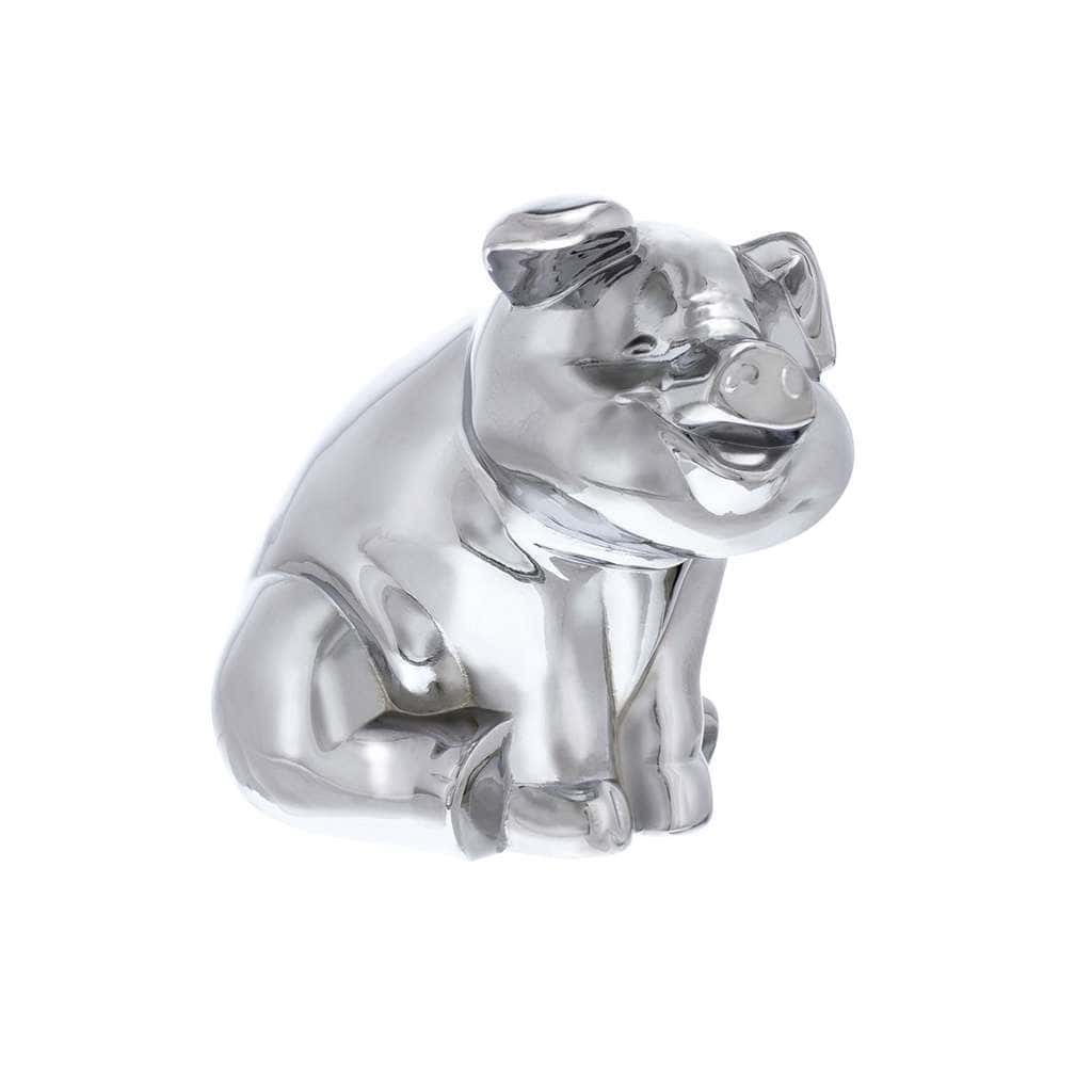 Die-Cast Sitting Pig Hood Ornament - Chrome