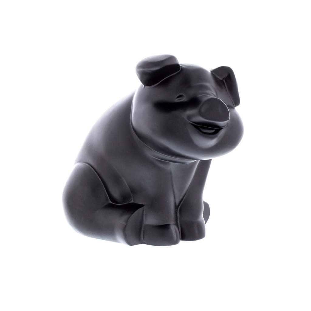 Die-Cast Sitting Pig Hood Ornament - Matte Black