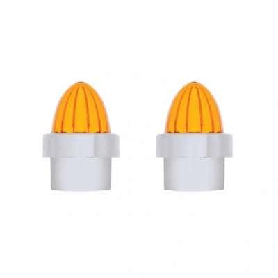 Stainless Bumper Guide Kit With Watermelon Lens Top - Amber Lens (Pair)