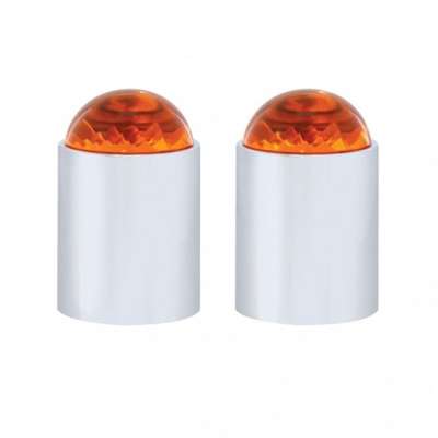 Stainless Bumper Guide Kit With Dome Lens Top - Amber Lens (Pair)