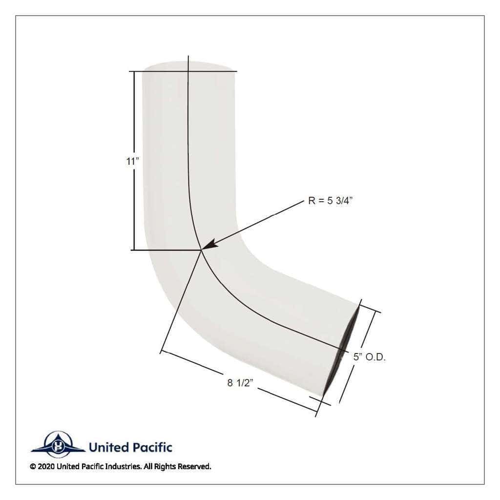 Chrome 68 Degree Angled Exhaust Elbow For Peterbilt 359 - Straight 5" OD To 5" OD