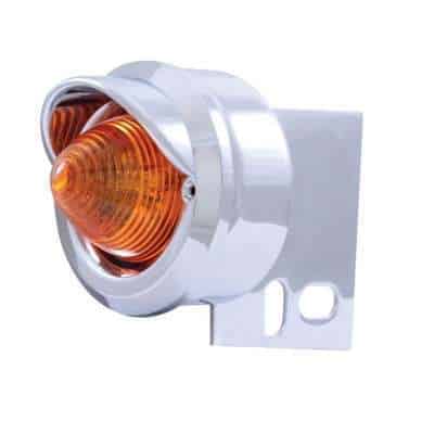 9 LED Beehive Mud Flap Hanger End Light With Visor - Amber LED