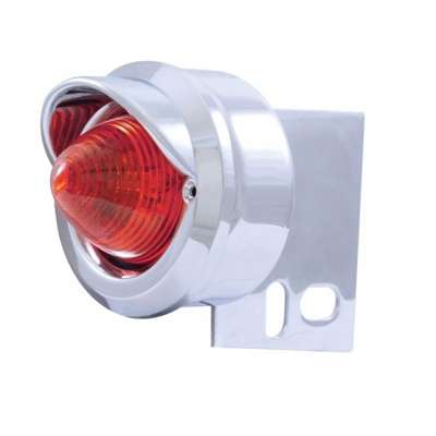 9 LED Beehive Mud Flap Hanger End Light With Visor - Red LED