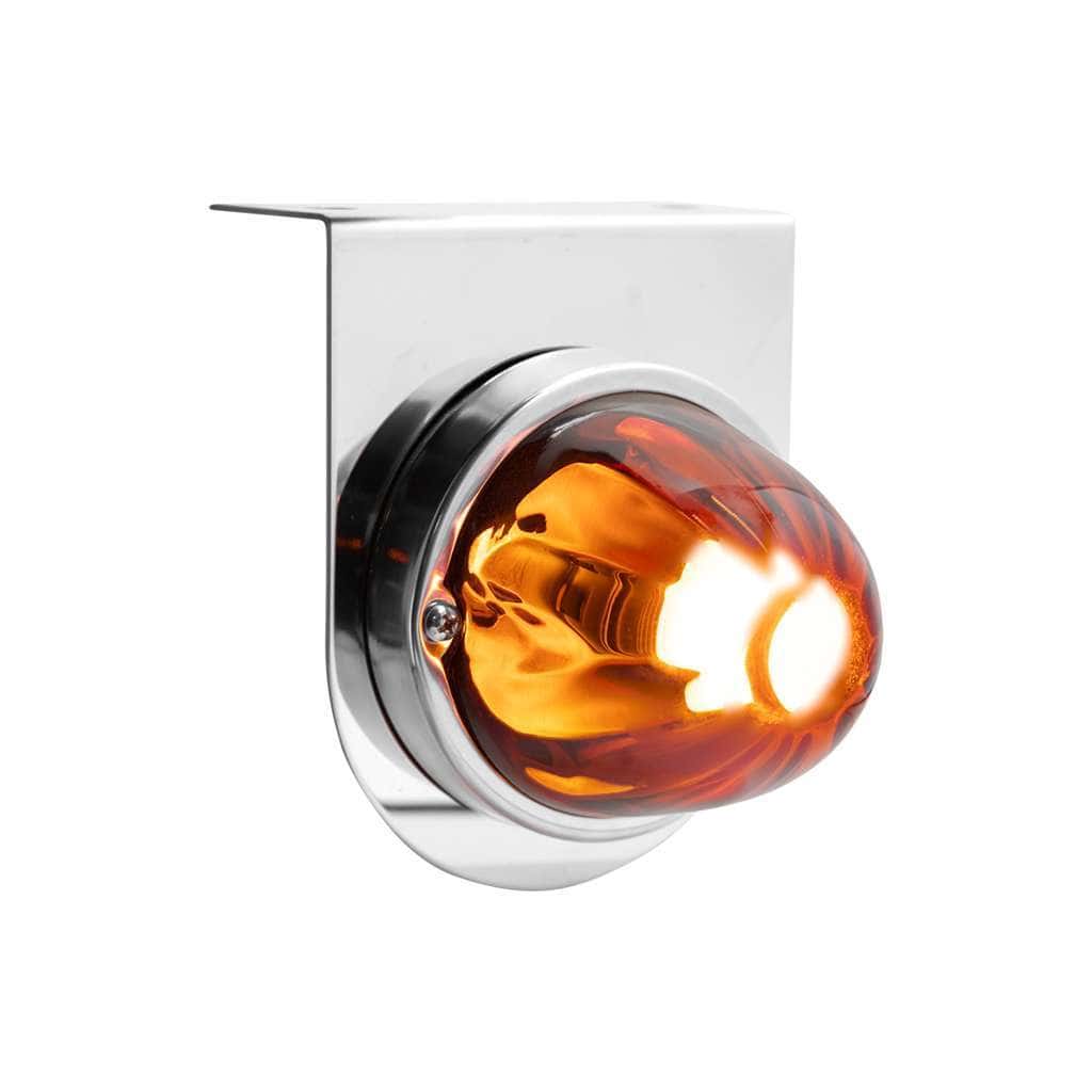 Dual Function Glass Watermelon Light With Stainless Steel Light Bracket Kit With LED Bulb-Amber LED/Dark Amber