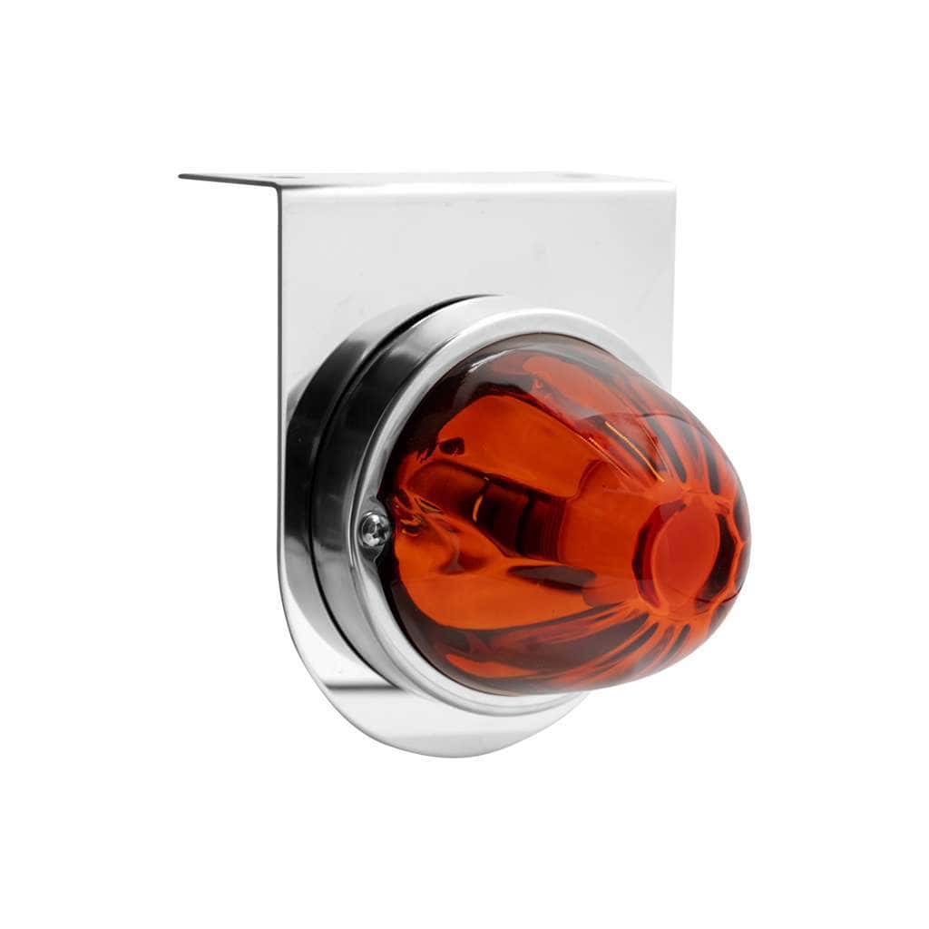 Dual Function Glass Watermelon Light With Stainless Steel Light Bracket Kit With LED Bulb-Amber LED/Dark Amber