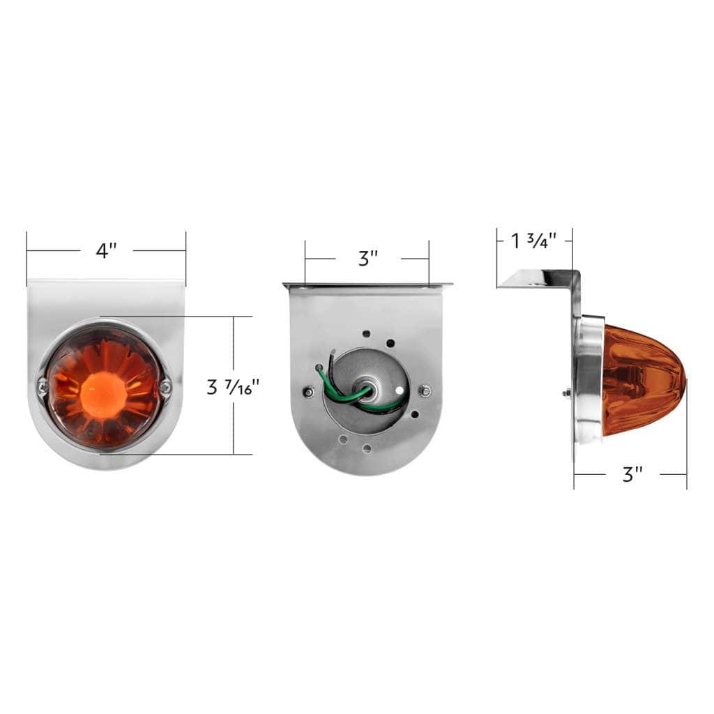 Dual Function Glass Watermelon Light With Stainless Steel Light Bracket Kit With Led Bulb-Amber Led/Dark Amber 7 Dual Function Glass Watermelon Light With Stainless Steel Light Bracket Kit With LED Bulb-Amber LED/Dark Amber