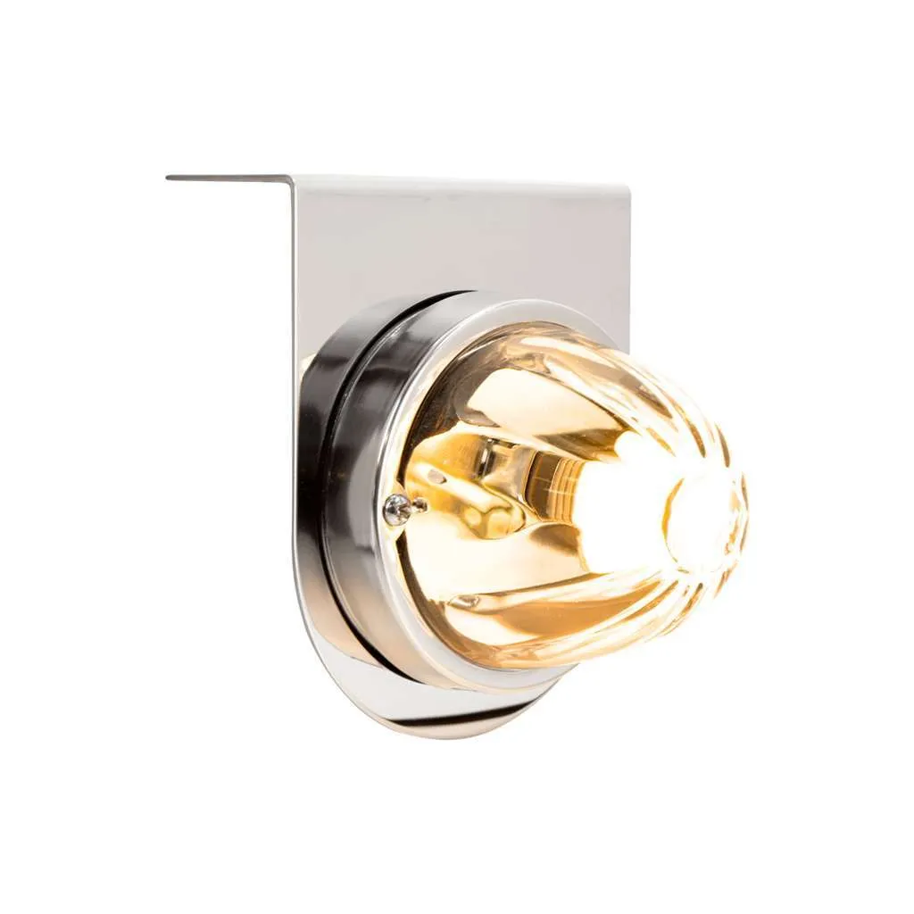 Dual Function Glass Watermelon Light With Stainless Steel Light Bracket Kit With LED Bulb-Amber LED/Clear Lens