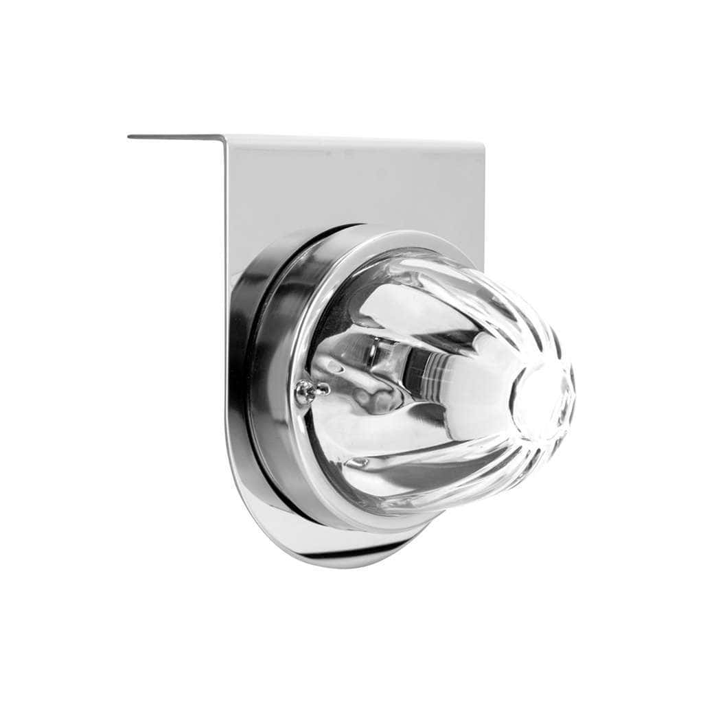 Dual Function Glass Watermelon Light With Stainless Steel Light Bracket Kit With LED Bulb-Amber LED/Clear Lens