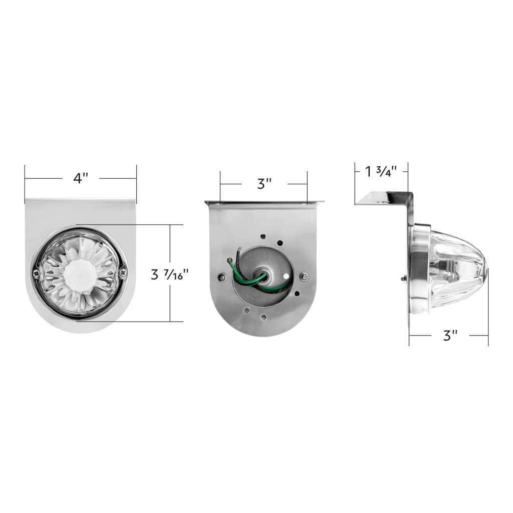 Dual Function Glass Watermelon Light With Stainless Steel Light Bracket Kit With Led Bulb-Amber Led/Clear Lens 7 Dual Function Glass Watermelon Light With Stainless Steel Light Bracket Kit With LED Bulb-Amber LED/Clear Lens