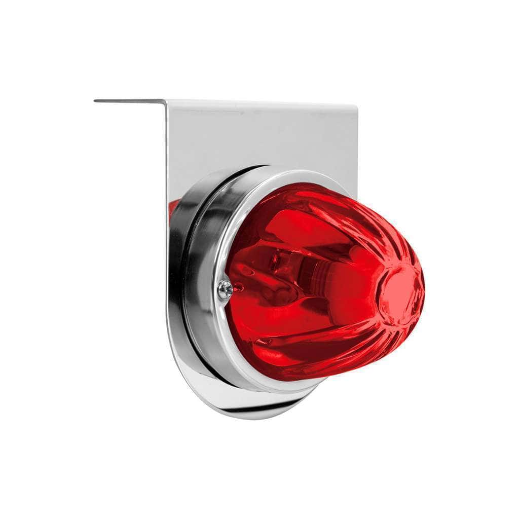 Dual Function Glass Watermelon Light With Stainless Steel Light Bracket Kit With LED Bulb-Red LED/Red Lens