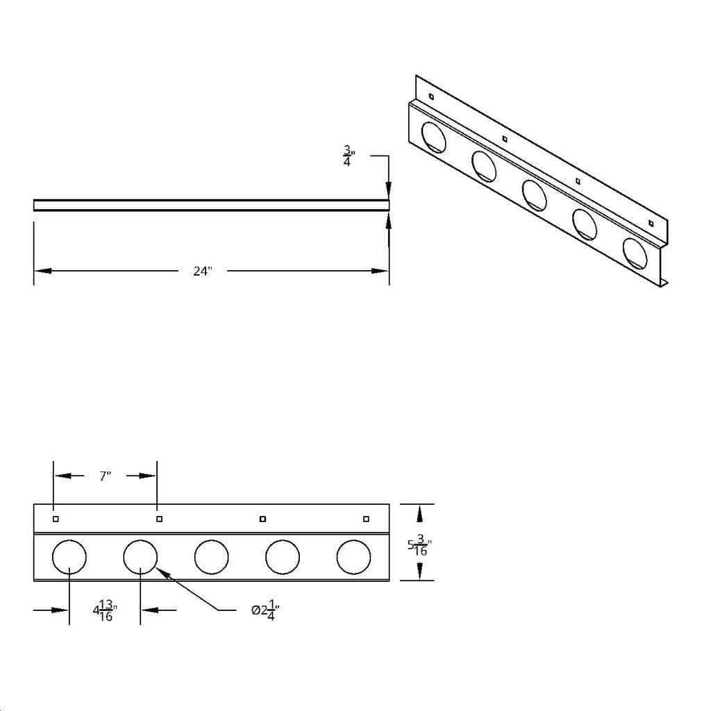 Stainless Top Mud Flap Plate - Five 2&Quot; Light Cutout 3 Stainless Top Mud Flap Plate - Five 2" Light Cutout