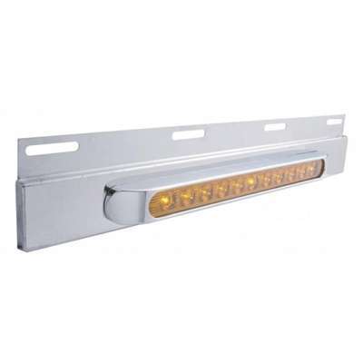 Stainless Top Mud Flap Plate With 11 LED 17" Light Bar & Bezel - Amber LED