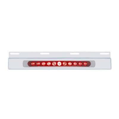Stainless Top Mud Flap Plate With 11 LED 17" Light Bar & Bezel - Red LED