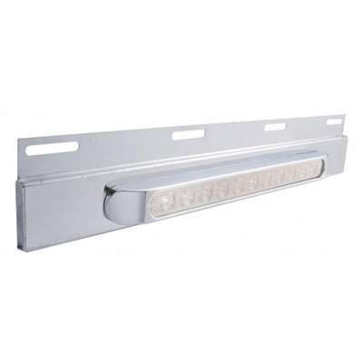 Stainless Top Mud Flap Plate With 11 LED 17" Light Bar & Bezel - Amber LED