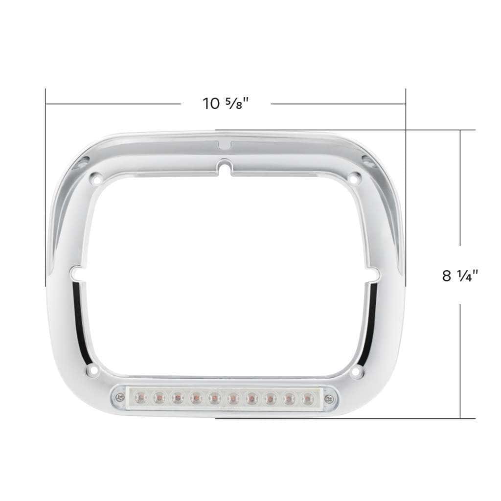 10 Led 5&Quot; X 7&Quot; Headlight Bezel With Visor - Amber Led/Clear Lens 7 10 LED 5" x 7" Headlight Bezel With Visor - Amber LED/Clear Lens