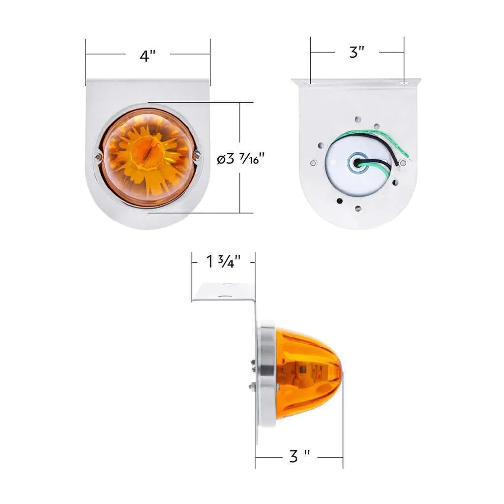 Ultraburst Glass Watermelon Light With Stainless Steel Light Bracket Kit-Amber Led/Amber Lens 7 UltraBurst Glass Watermelon Light With Stainless Steel Light Bracket Kit-Amber LED/Amber Lens