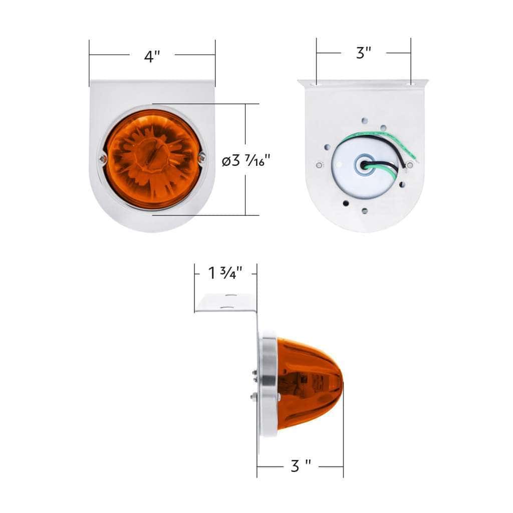 Ultraburst Glass Watermelon Light With Stainless Steel Light Bracket Kit-Amber Led/Dark Amber Lens 7 UltraBurst Glass Watermelon Light With Stainless Steel Light Bracket Kit-Amber LED/Dark Amber Lens