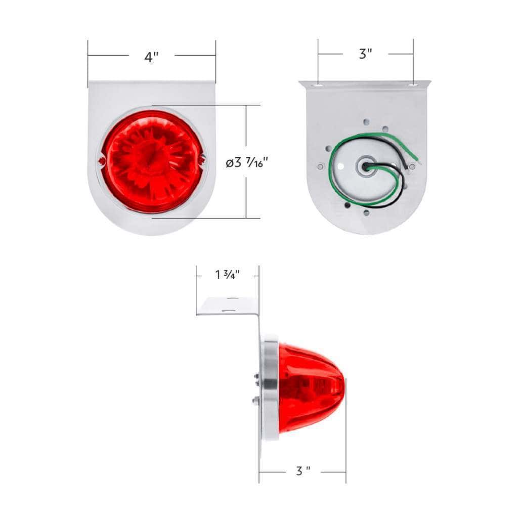 Ultraburst Glass Watermelon Light With Stainless Steel Light Bracket Kit-Red Led/Red Lens 7 UltraBurst Glass Watermelon Light With Stainless Steel Light Bracket Kit-Red LED/Red Lens