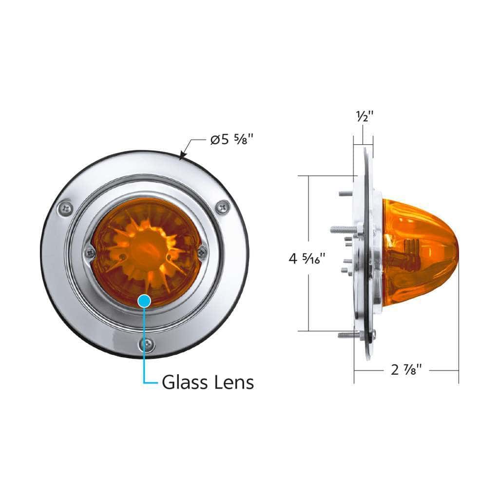 Dual Function Glass Watermelon Sleeper Bunk Kit With 304 Stainless Steel Bezel &Amp; Led Bulb-Amber Lens/Amber Led 9 Dual Function Glass Watermelon Sleeper Bunk Kit With 304 Stainless Steel Bezel & LED Bulb-Amber Lens/Amber LED