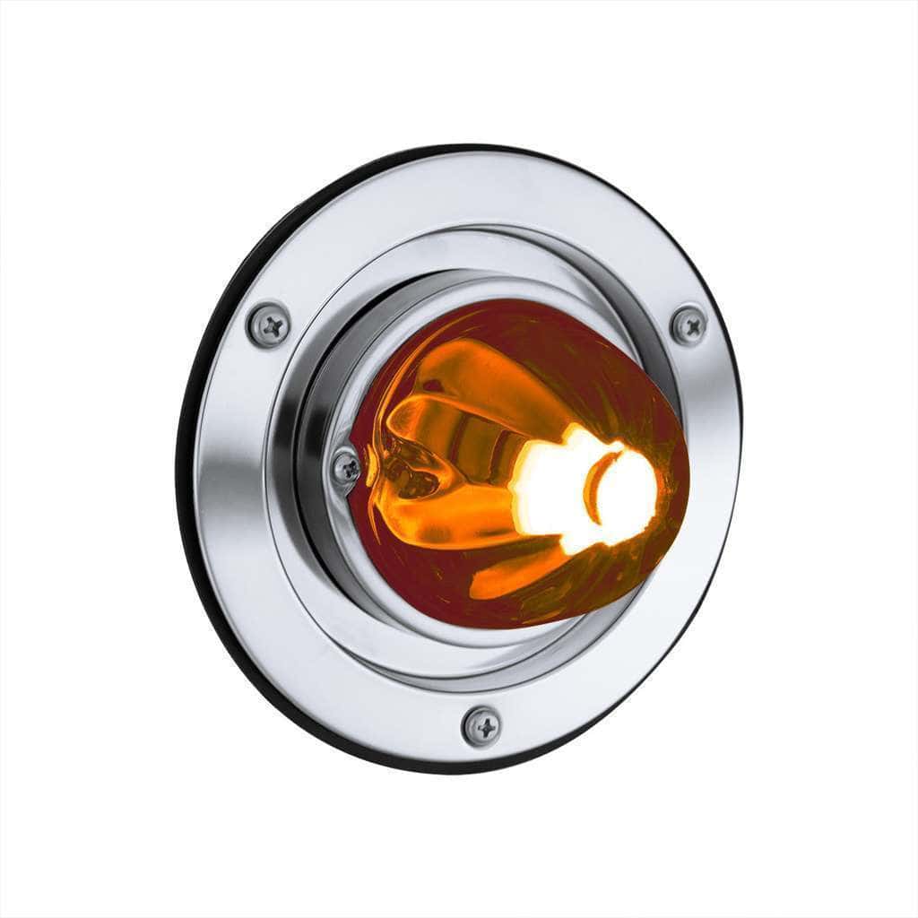 Dual Function Glass Watermelon Sleeper Bunk Kit With 304 SS Bezel & LED Bulb-Dark Amber Lens/Amber LED