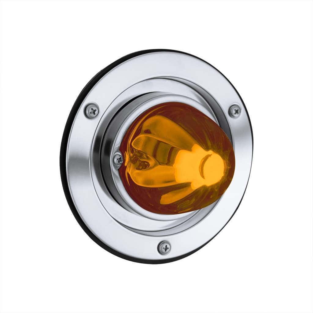 Dual Function Glass Watermelon Sleeper Bunk Kit With 304 SS Bezel & LED Bulb-Dark Amber Lens/Amber LED