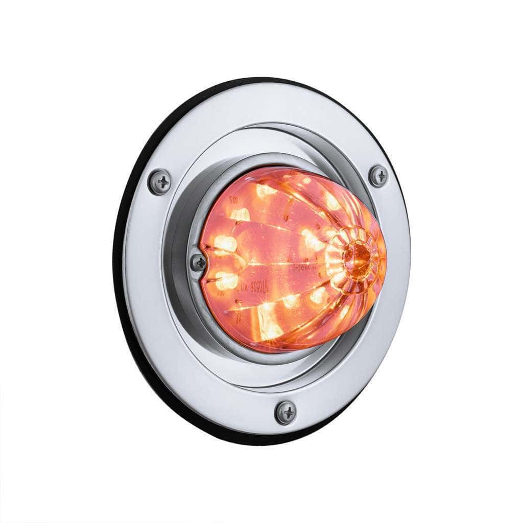 17 LED Dual Function Watermelon Sleeper Bunk Kit With 304 Stainless Steel Bezel-Amber LED/Clear Lens