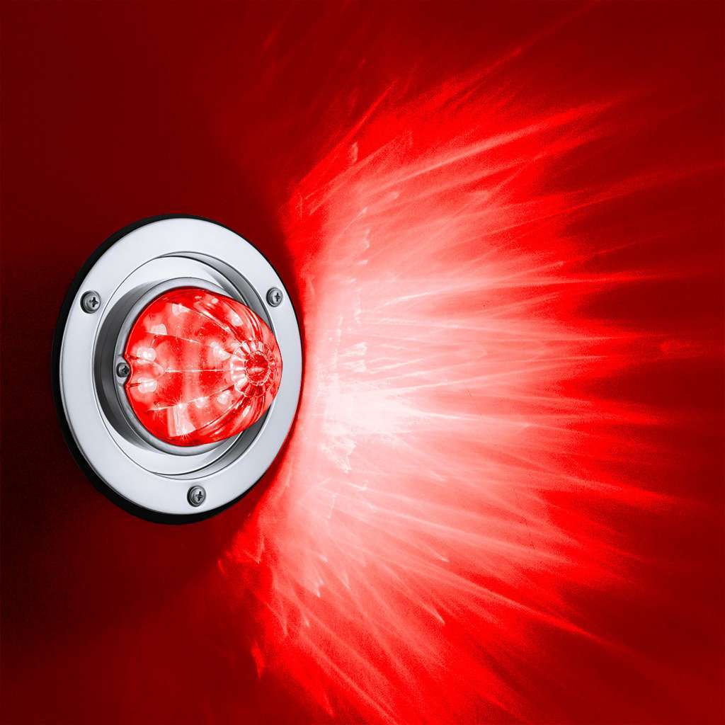 17 LED Dual Function Watermelon Light Sleeper Bunk Kit With 304 Stainless Steel Bezel-Red LED/Clear Lens