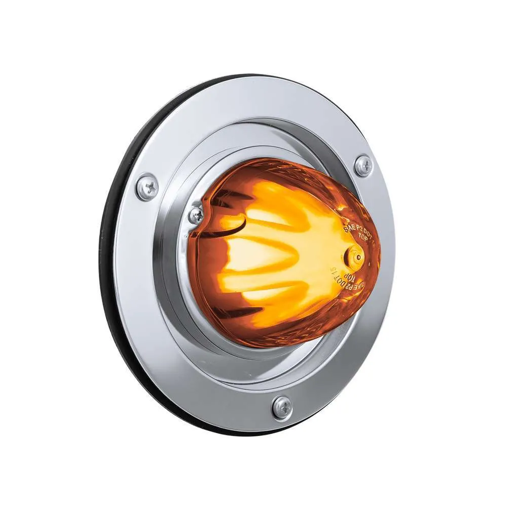 9 LED Dual Function GloLight Watermelon Sleeper Bunk Kit With 304 Stainless Steel Bezel-Amber LED/Amber Lens