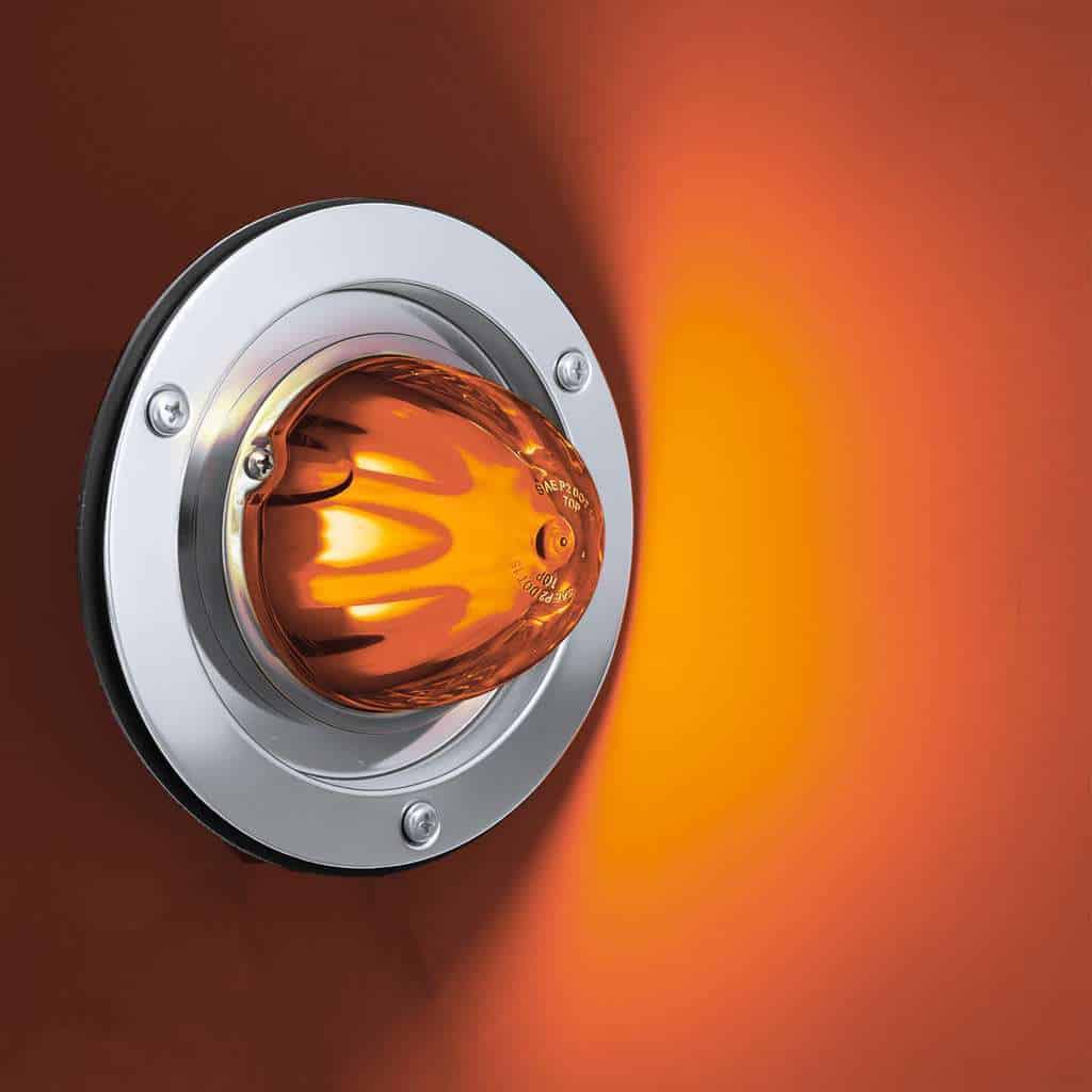 9 LED Dual Function GloLight Watermelon Sleeper Bunk Kit With 304 Stainless Steel Bezel-Amber LED/Amber Lens