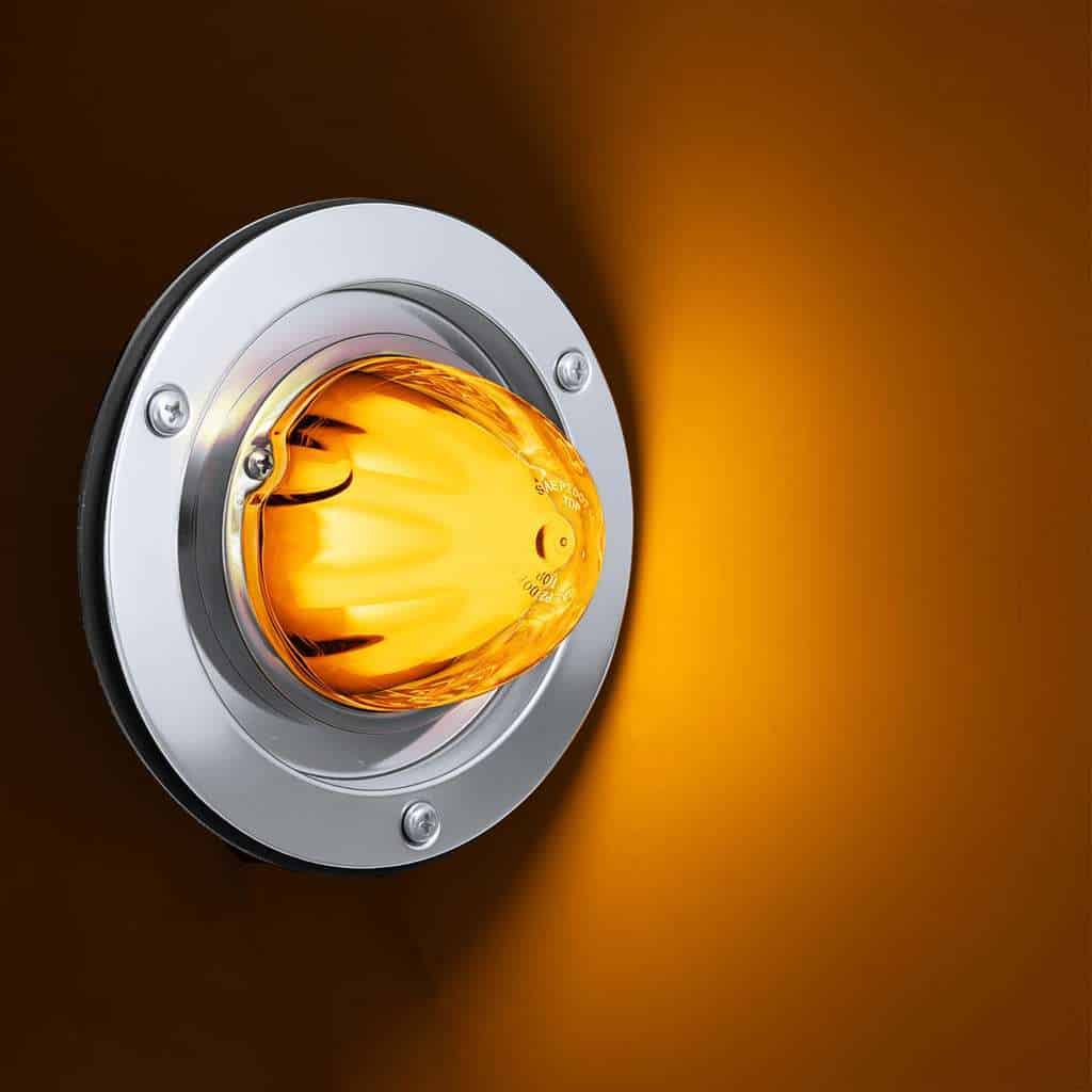 9 LED Dual Function GloLight Watermelon Sleeper Bunk Kit With 304 Stainless Steel Bezel-Amber LED/Clear Lens